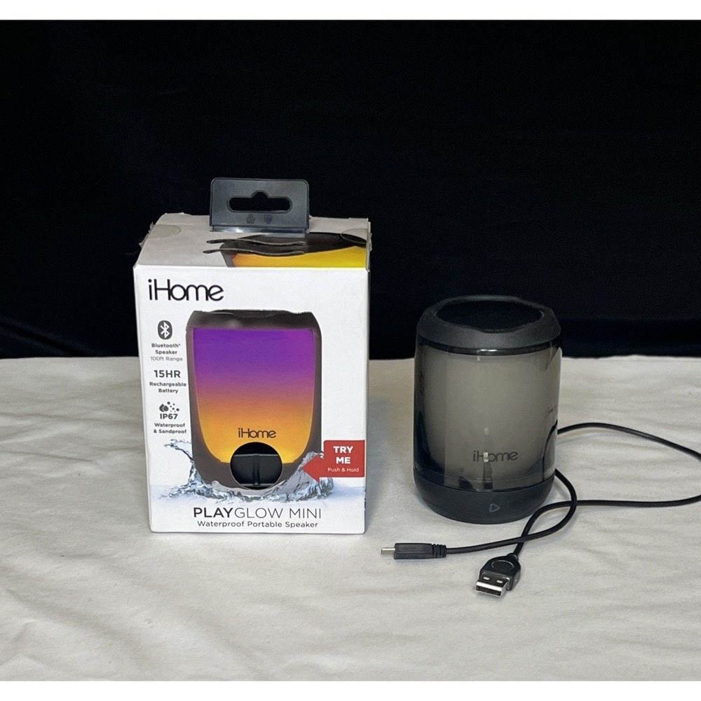 iHome iBT800B Play Glow 15 Hr Rechargeable‎ Waterproof Bluetooth Mini Speaker